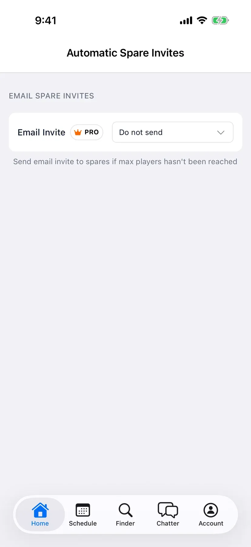 BenchApp on a phone: Automatic Spare Invites